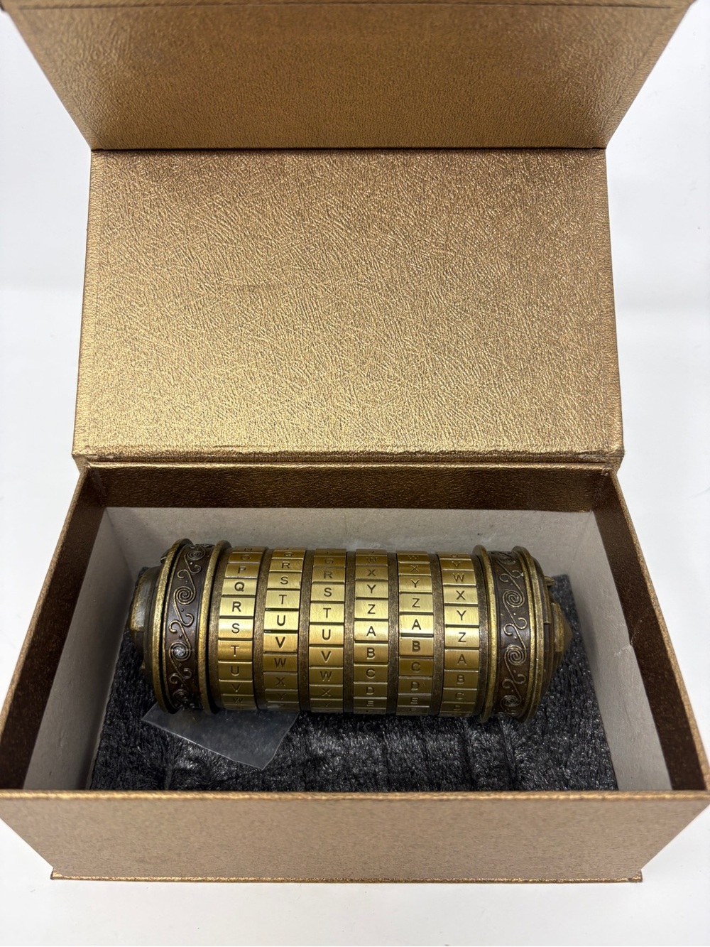 Da Vinci Code Mini Cryptex Alphabet Puzzle Box Bronze Metal